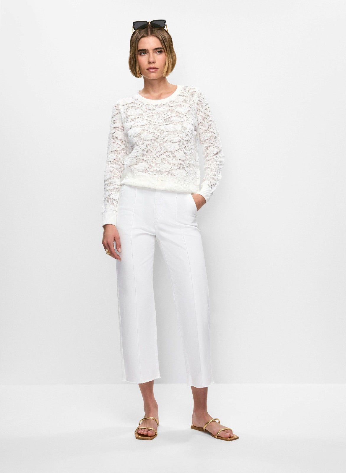 Women Straight Leg Denim Capris White | Melanie Lyne