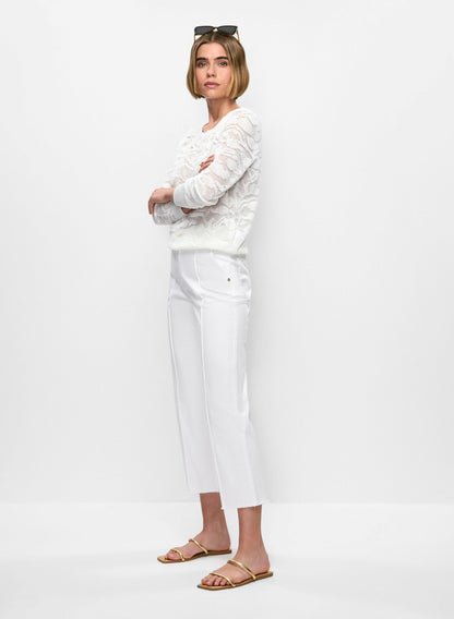 Women Straight Leg Denim Capris White | Melanie Lyne