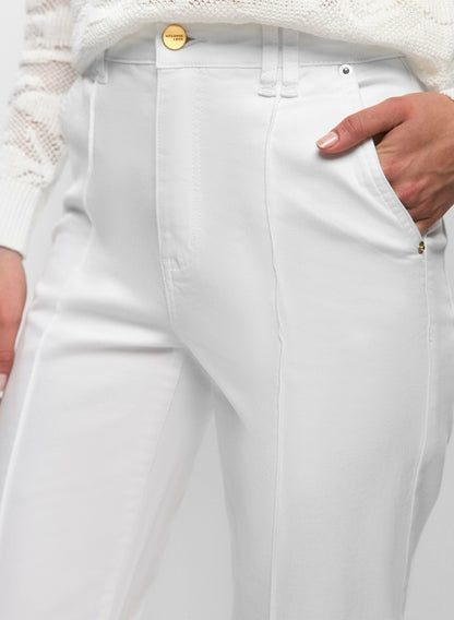 Women Straight Leg Denim Capris White | Melanie Lyne