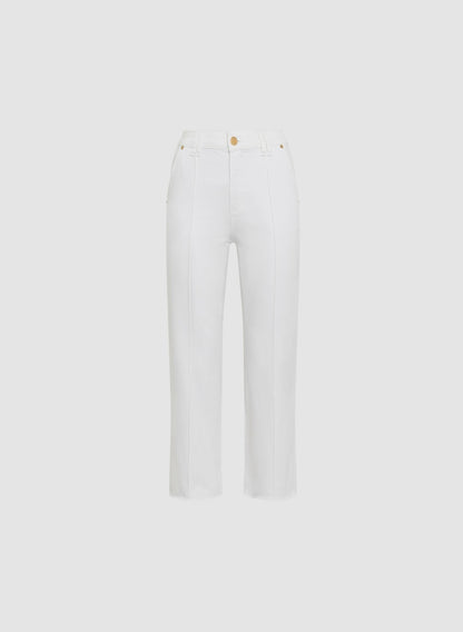 Women Straight Leg Denim Capris White | Melanie Lyne