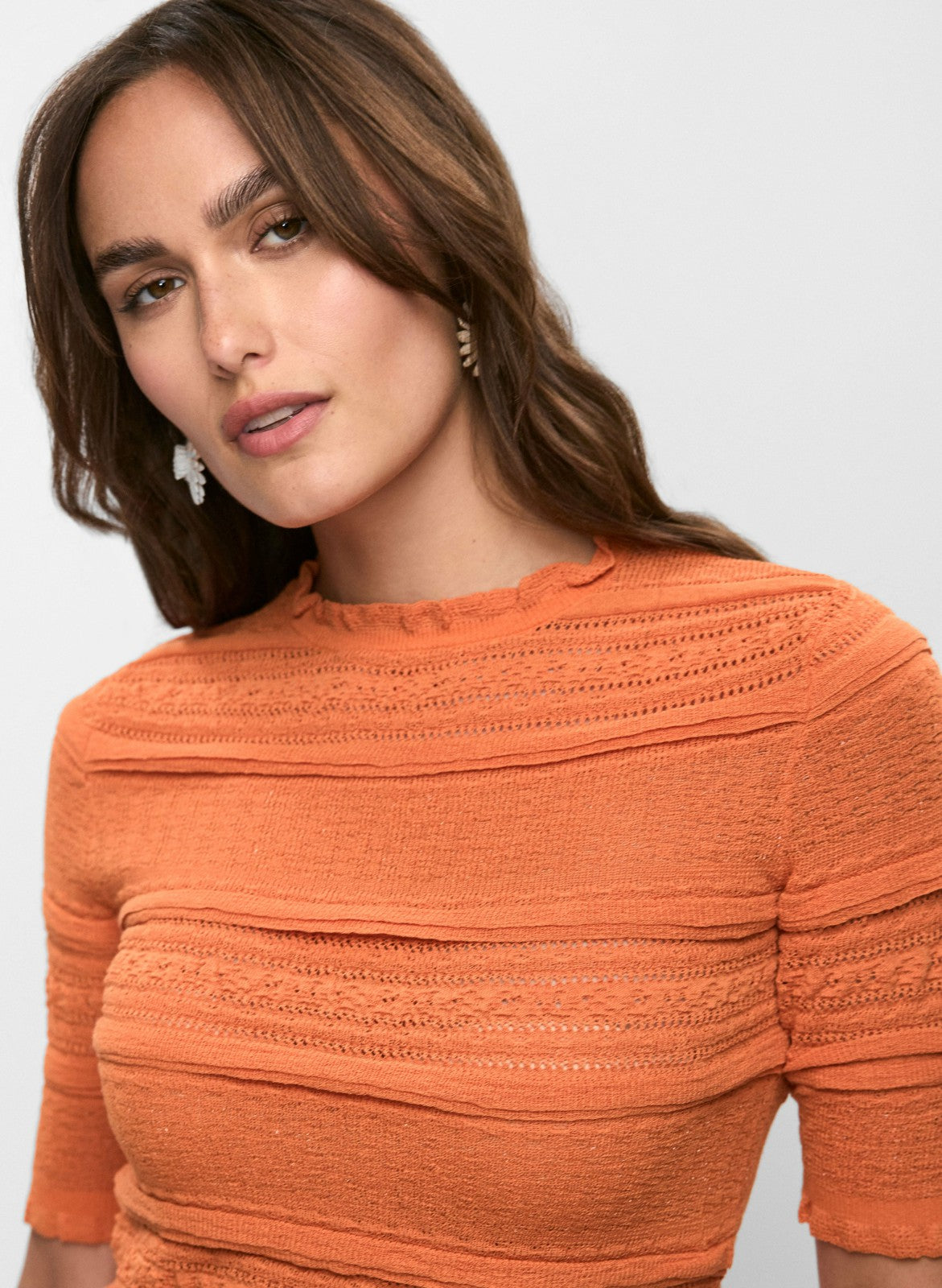 Women Knit Lettuce Trim Pullover Clementine | Melanie Lyne