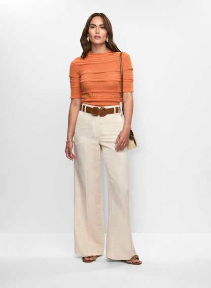 Women Knit Lettuce Trim Pullover Clementine | Melanie Lyne