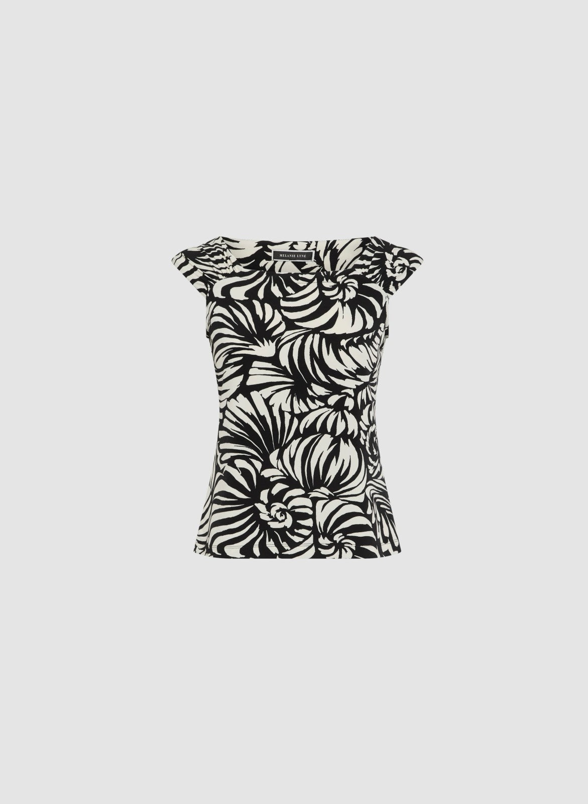 Women Graphic Floral Print Top Black & White | Melanie Lyne