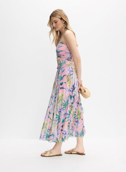 Women Strapless Mesh Maxi Dress Multicolour | Melanie Lyne