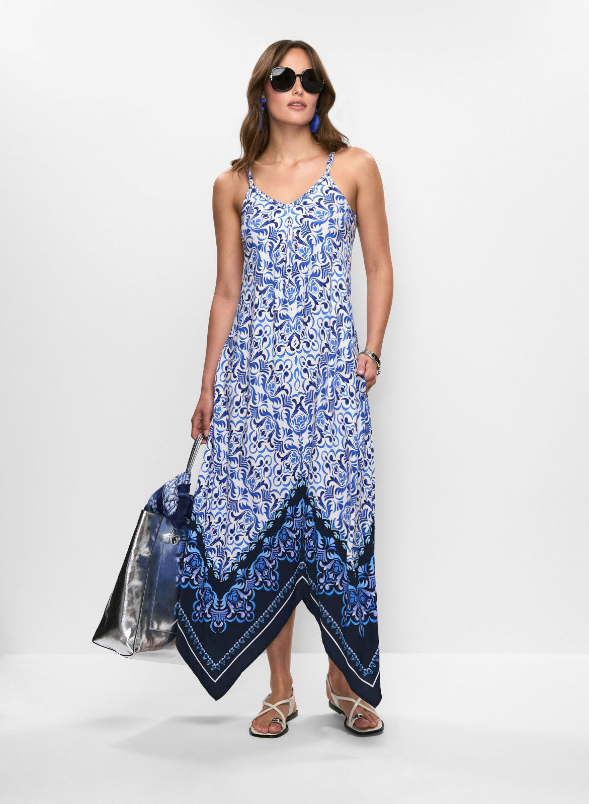 Women Mixed Print Maxi Dress Blue Pattern | Melanie Lyne