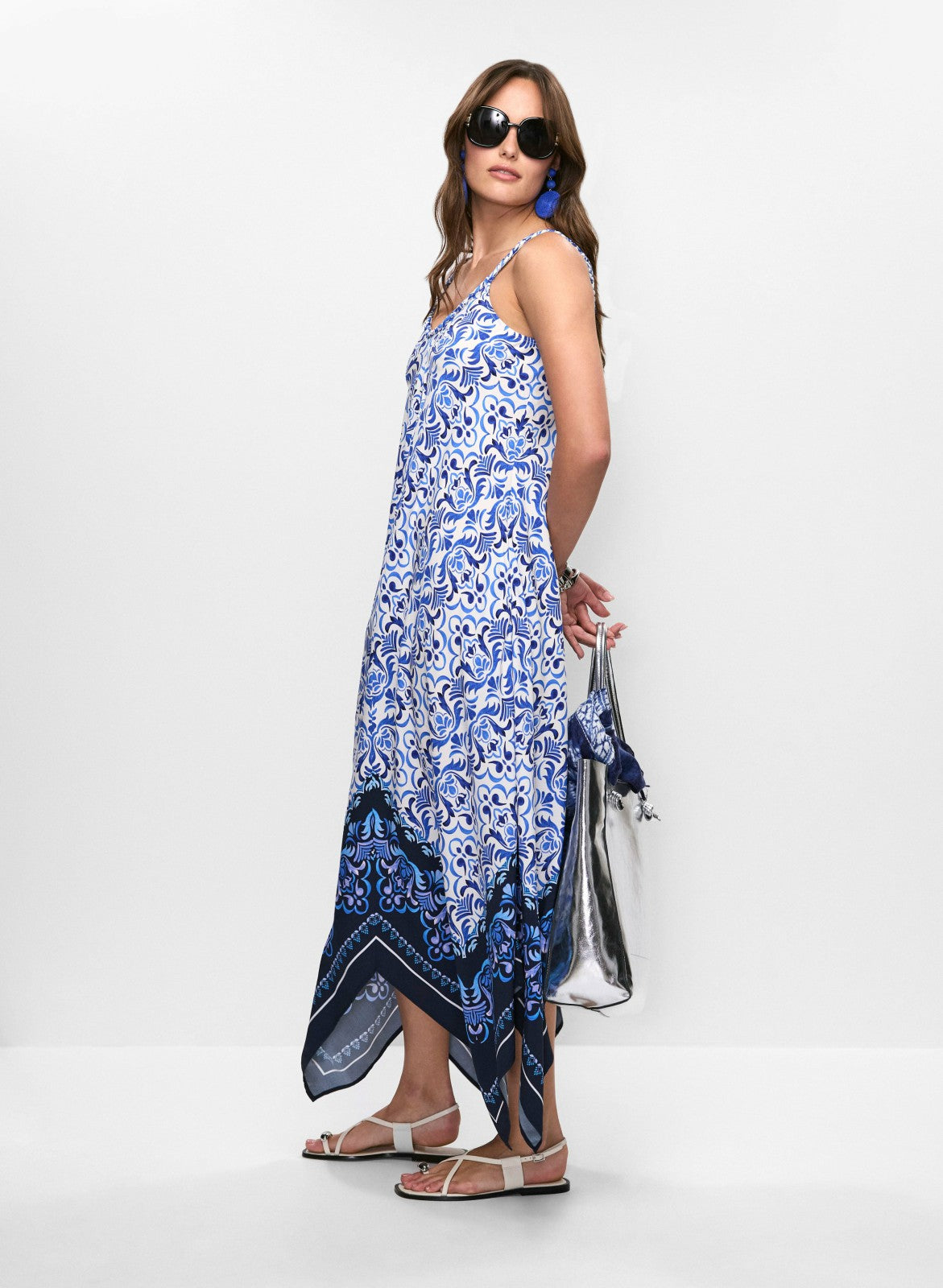 Women Mixed Print Maxi Dress Blue Pattern | Melanie Lyne