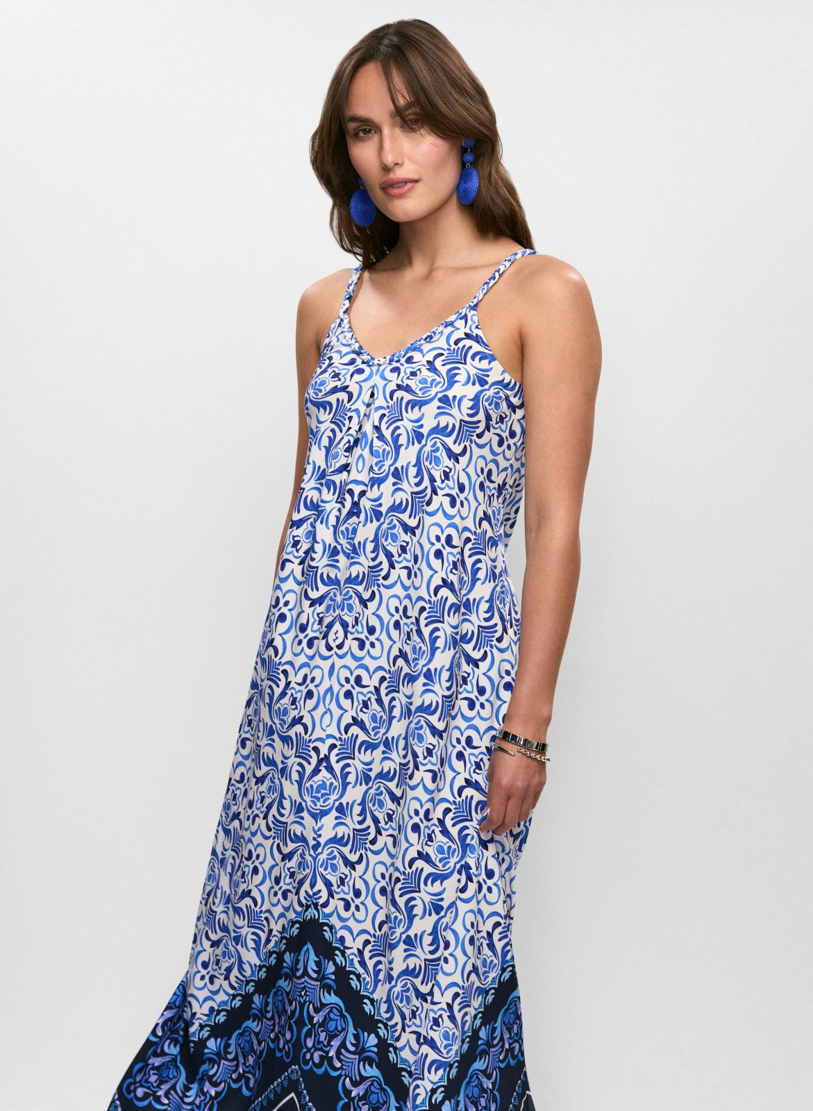 Women Mixed Print Maxi Dress Blue Pattern | Melanie Lyne