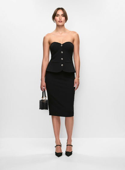 Women Sweetheart Illusion Vest Dress Black | Melanie Lyne