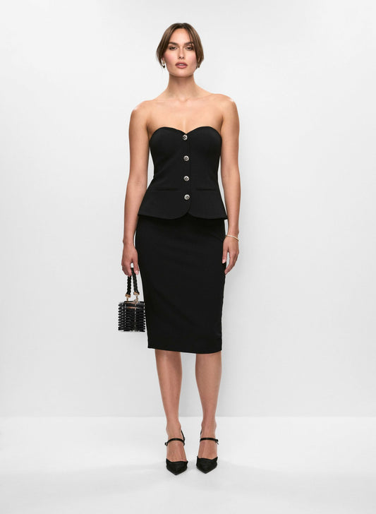 Women Sweetheart Illusion Vest Dress Black | Melanie Lyne