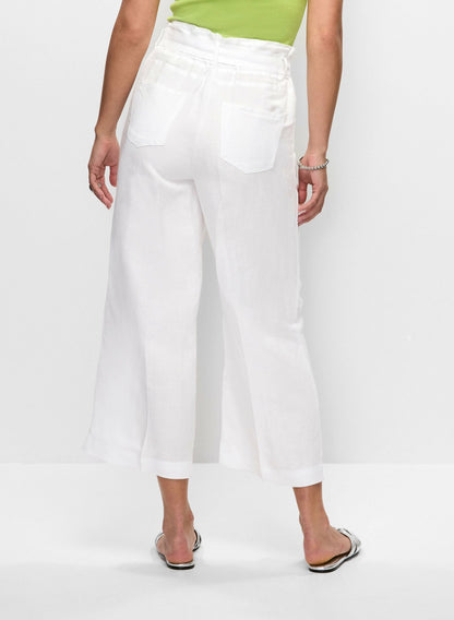 Women Linen-Blend Cropped Pants Porcelain | Melanie Lyne
