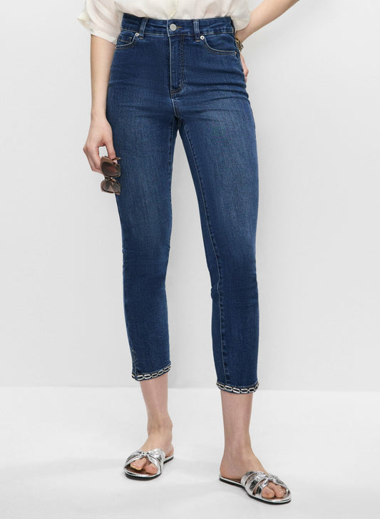 Women Slim Leg Denim Capris Medium Blue | Melanie Lyne