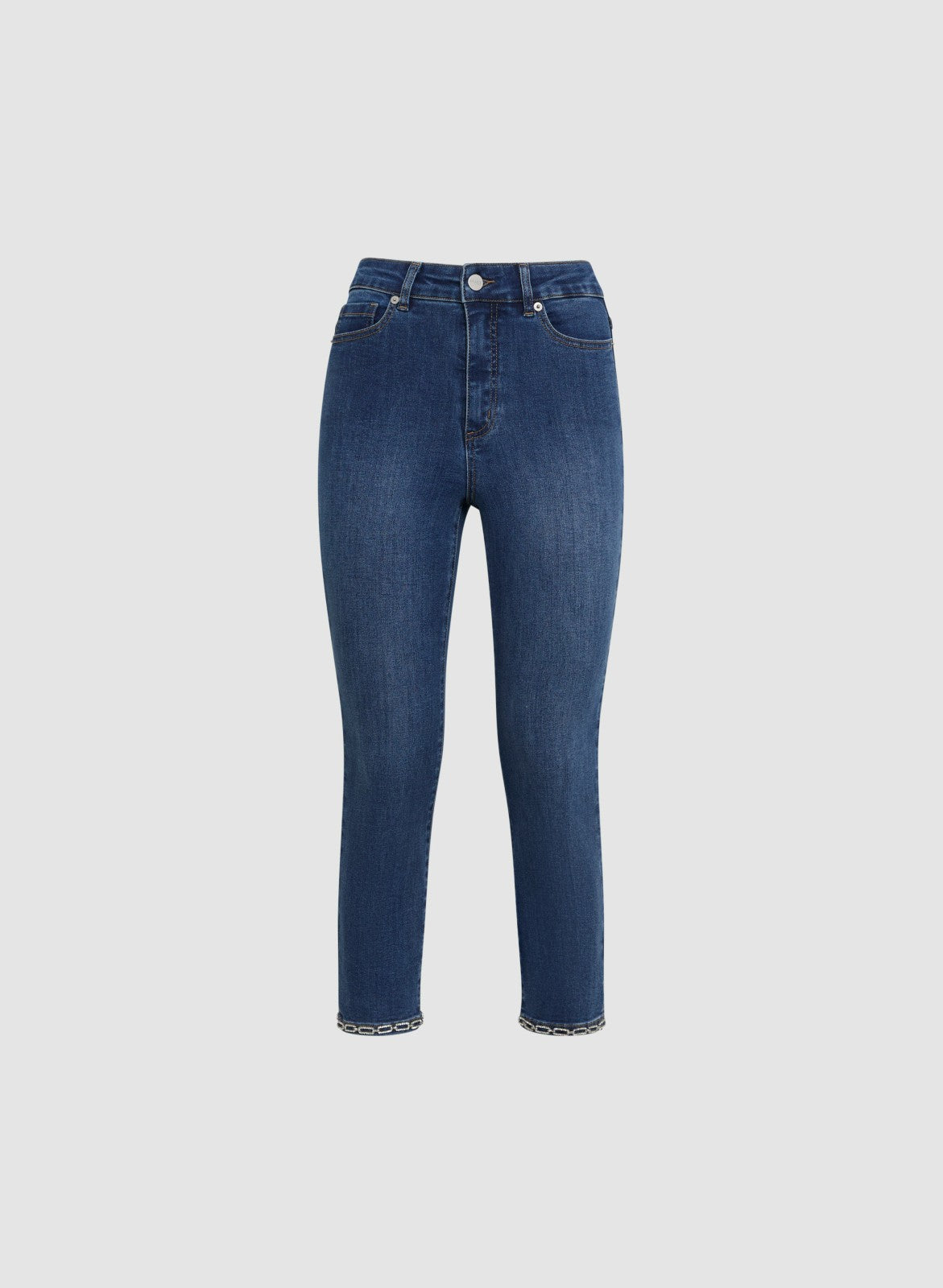 Women Slim Leg Denim Capris Medium Blue | Melanie Lyne