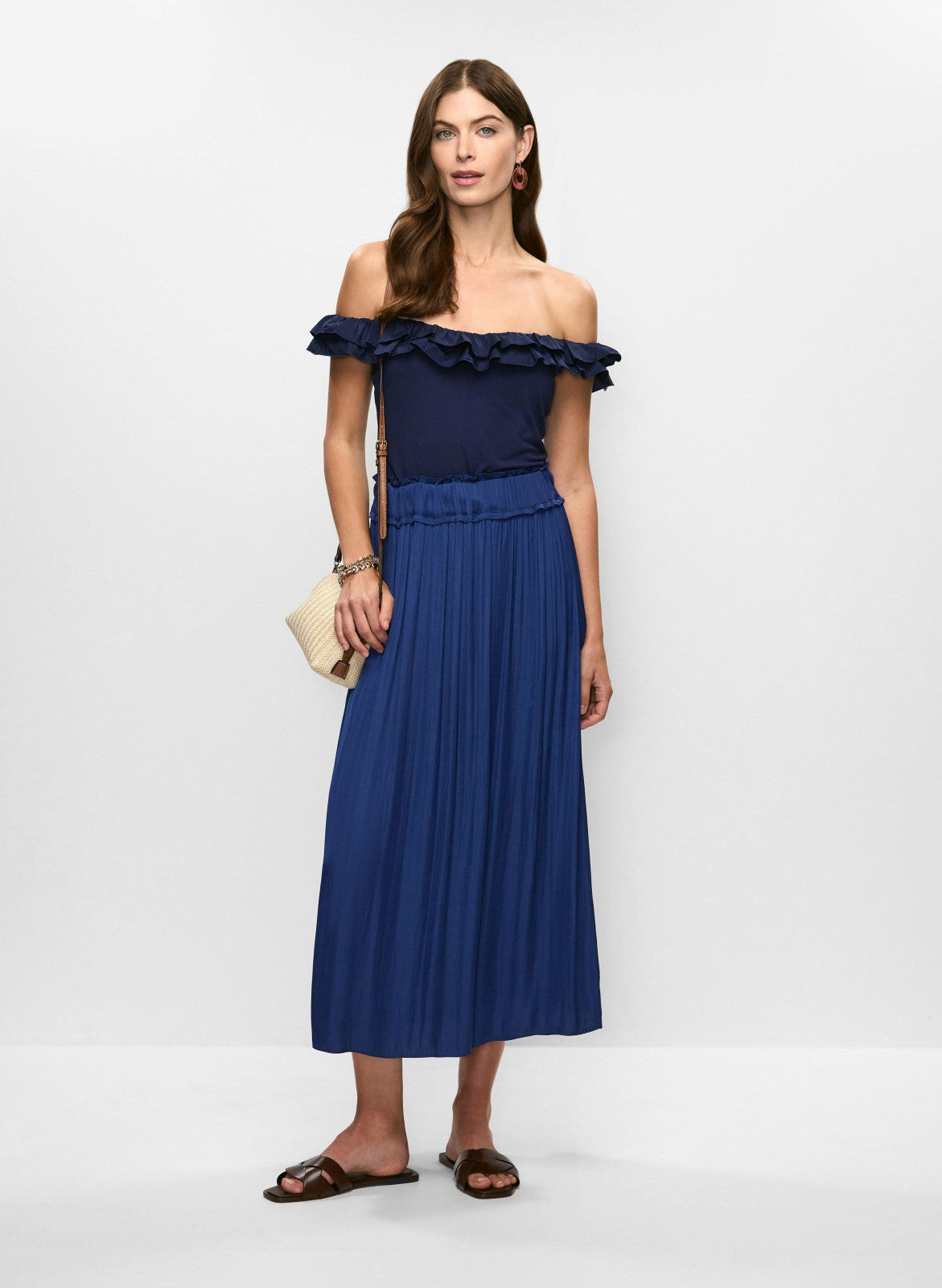 Women Pleated Maxi Skirt Marine | Melanie Lyne
