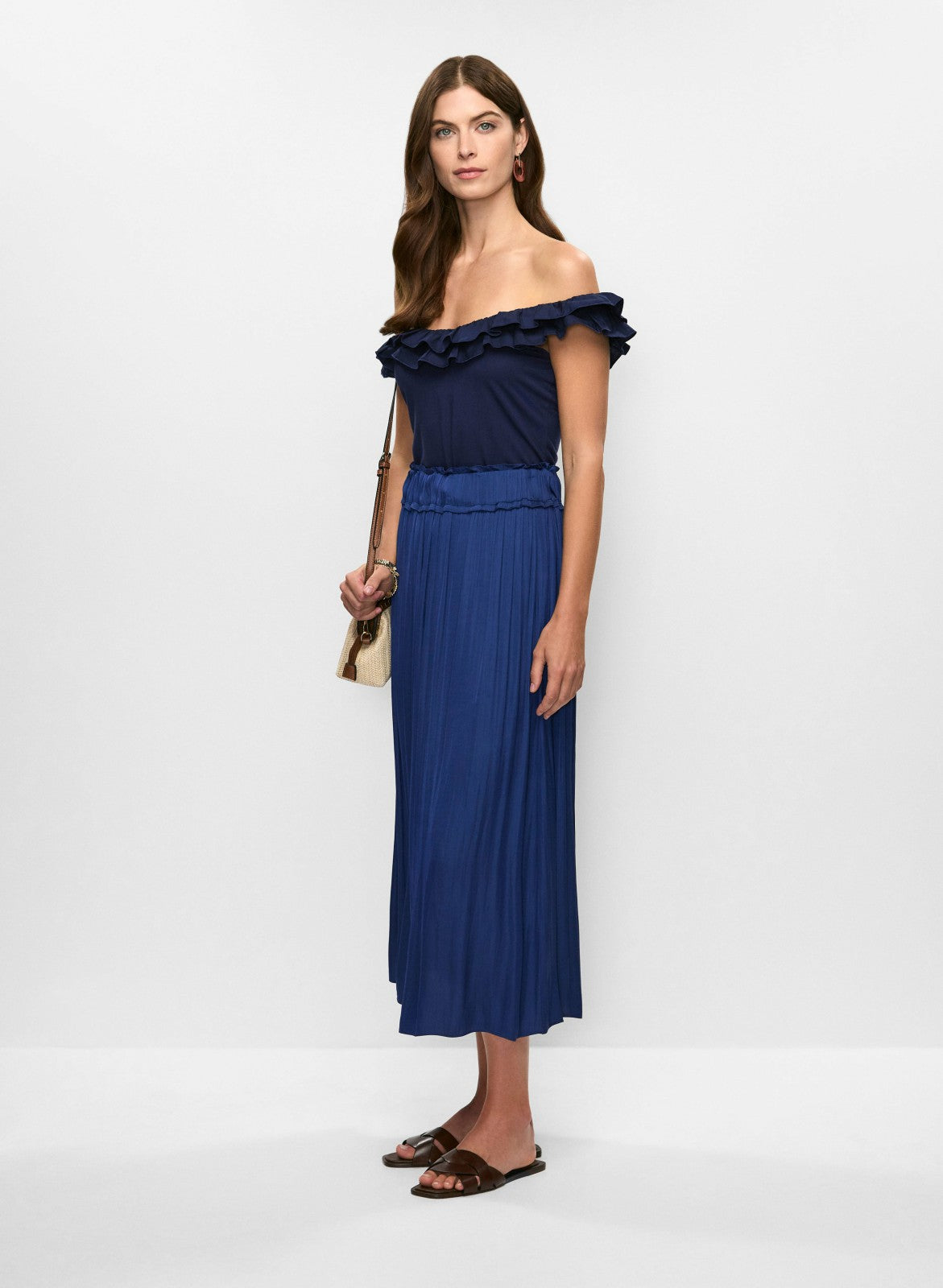 Women Pleated Maxi Skirt Marine | Melanie Lyne
