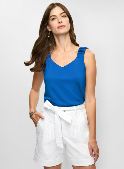 Women Ruched Strap Top Cobalt Blue | Melanie Lyne