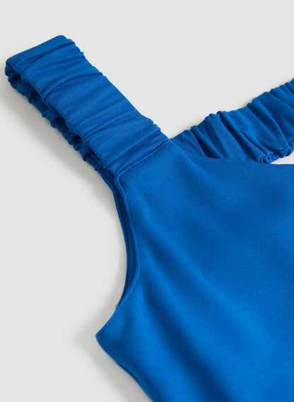 Women Ruched Strap Top Cobalt Blue | Melanie Lyne