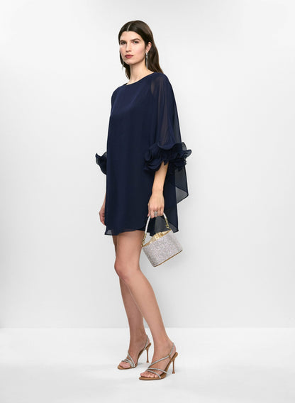 Women Chiffon Sleeve Cocktail Dress Navy Blue | Melanie Lyne