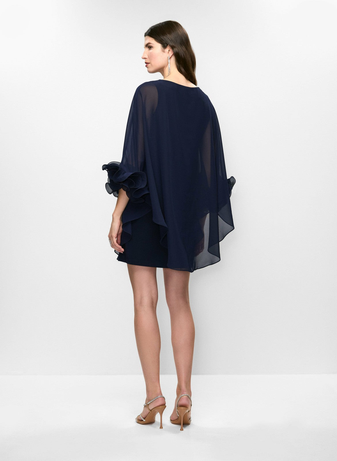 Women Chiffon Sleeve Cocktail Dress Navy Blue | Melanie Lyne