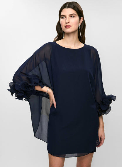 Women Chiffon Sleeve Cocktail Dress Navy Blue | Melanie Lyne
