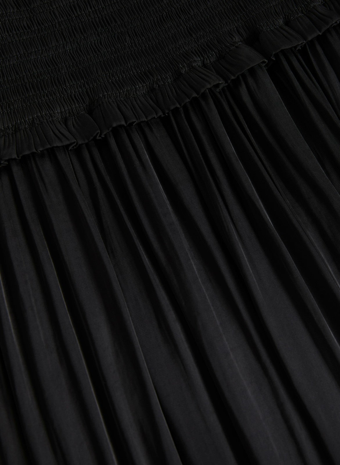 Women Shirred Waist Satin Maxi Skirt Black | Melanie Lyne