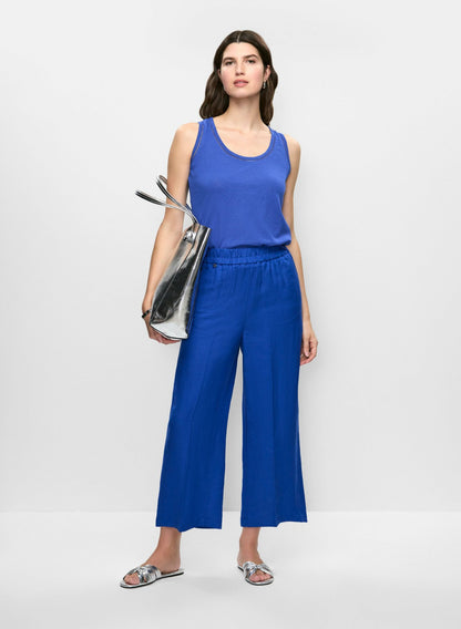 Women Embroidered Linen-Blend Tank Top Cobalt Blue | Melanie Lyne