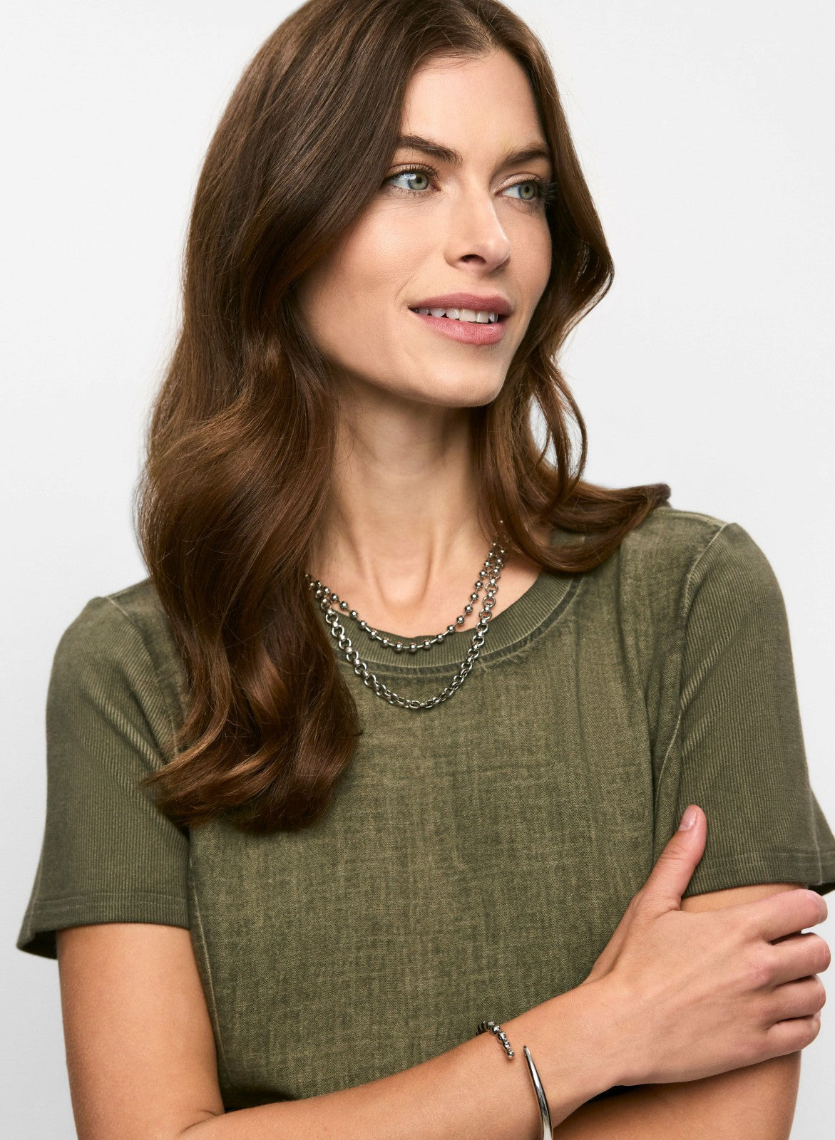 Women Short Sleeve Linen-Blend Dress Dark Olive | Melanie Lyne