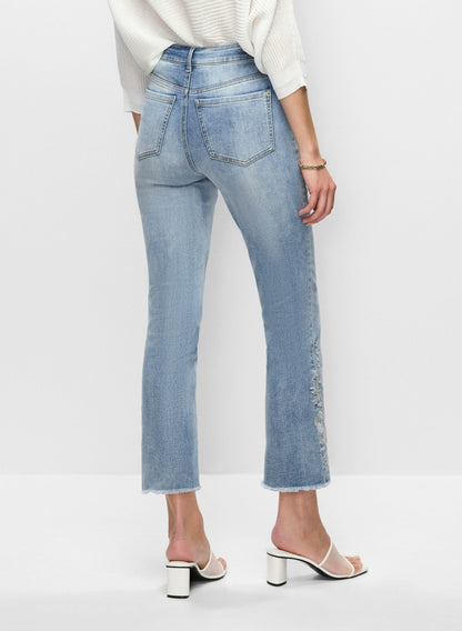 Women Embroidered Straight Leg Jeans Light Blue | Melanie Lyne