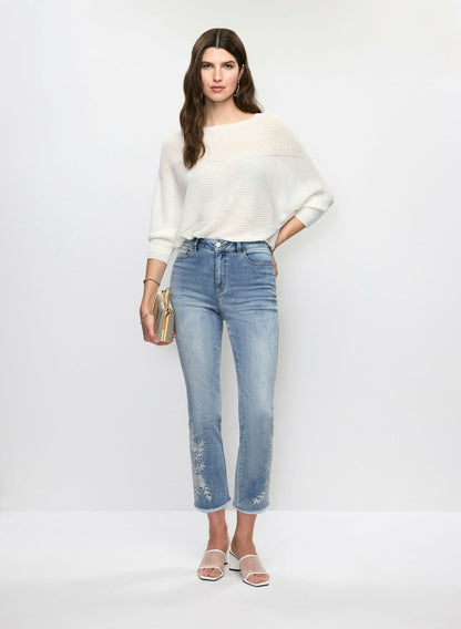 Women Embroidered Straight Leg Jeans Light Blue | Melanie Lyne