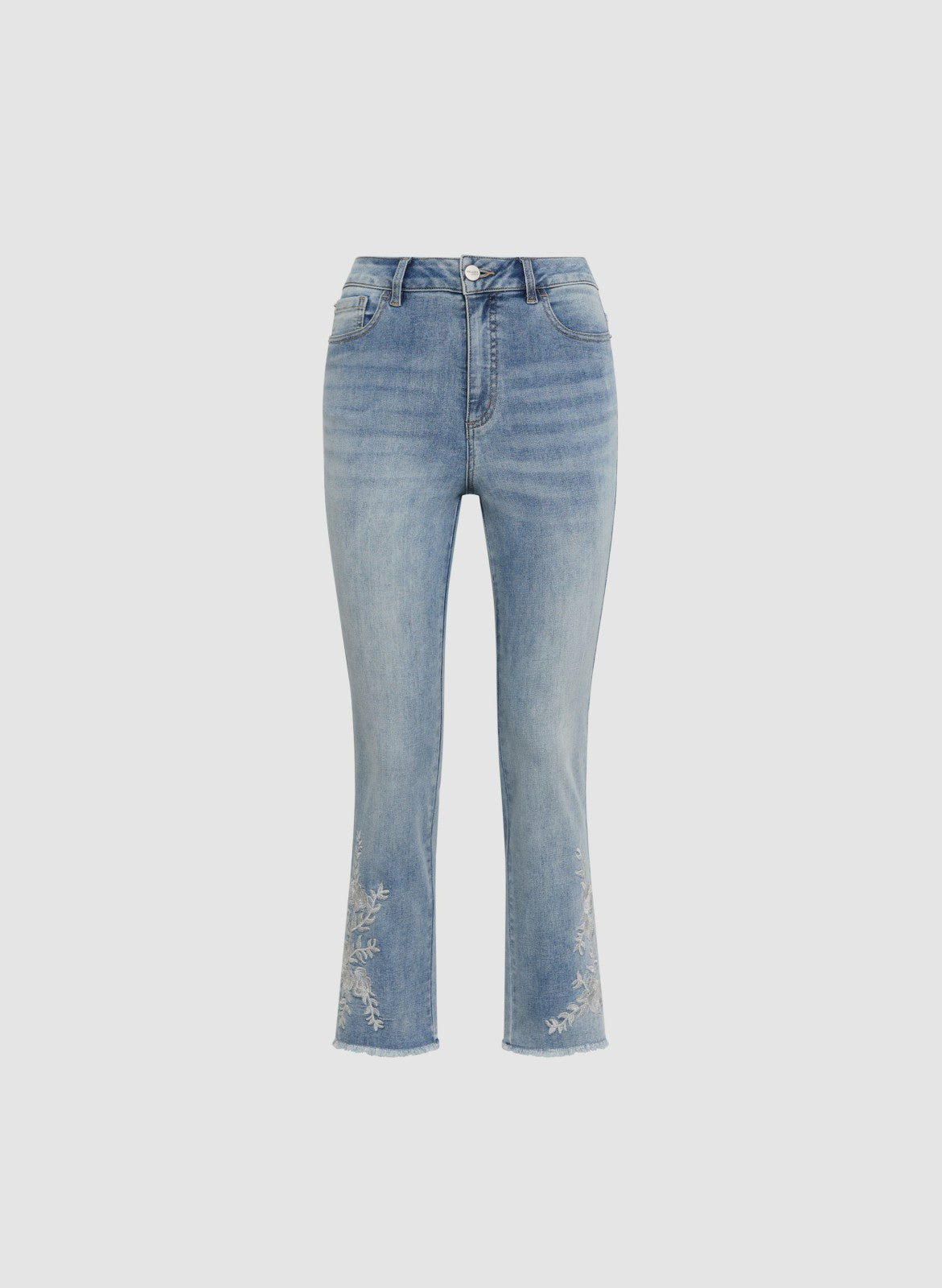 Women Embroidered Straight Leg Jeans Light Blue | Melanie Lyne