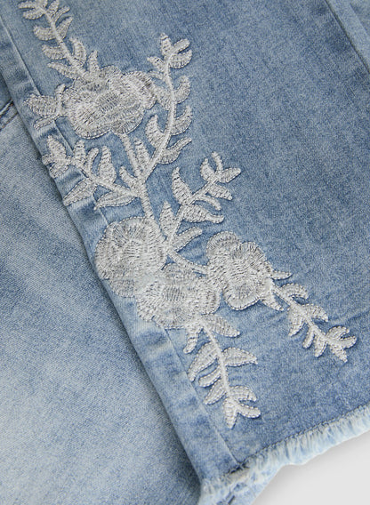 Women Embroidered Straight Leg Jeans Light Blue | Melanie Lyne
