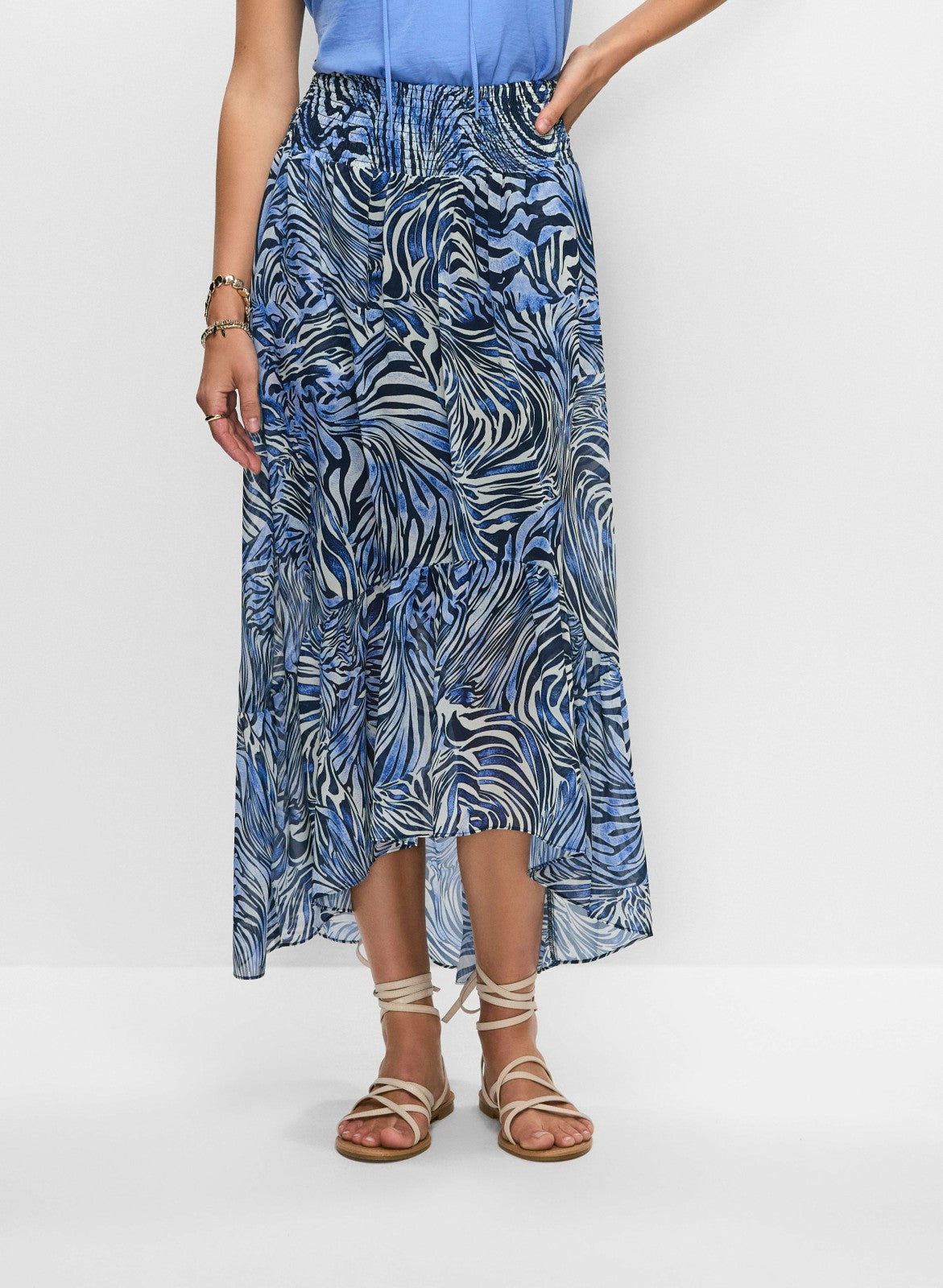 Women Crepe Floral Maxi Skirt Blue Pattern | Melanie Lyne
