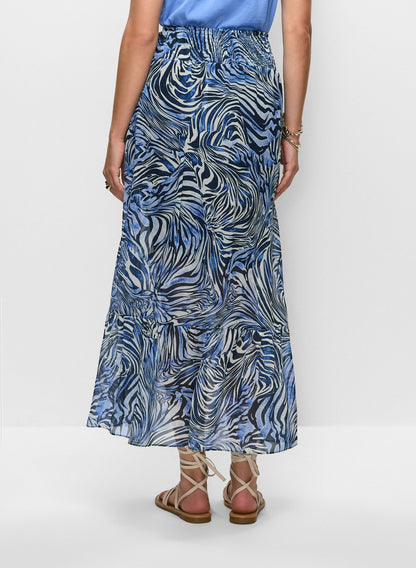 Women Crepe Floral Maxi Skirt Blue Pattern | Melanie Lyne