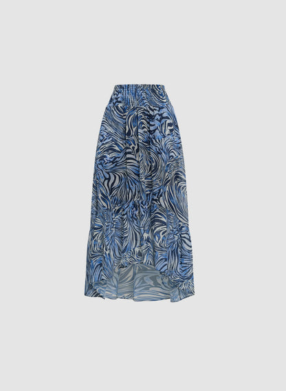 Women Crepe Floral Maxi Skirt Blue Pattern | Melanie Lyne