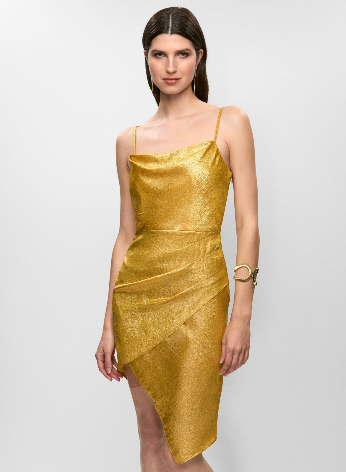 Women Adrianna Papell - Cowl Neck Satin Dress Gold | Melanie Lyne