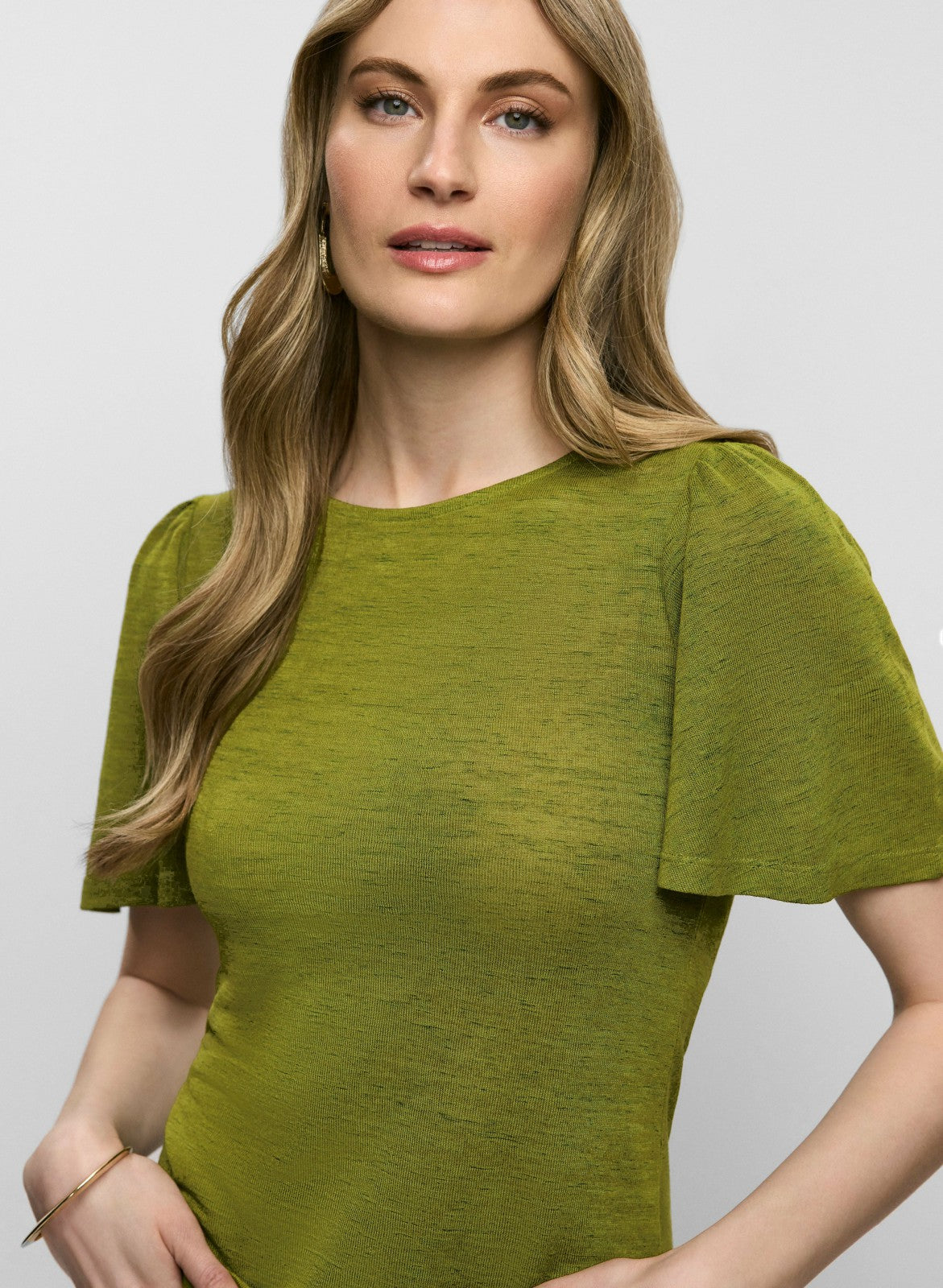 Women Short Flare Sleeve Top Avocado | Melanie Lyne