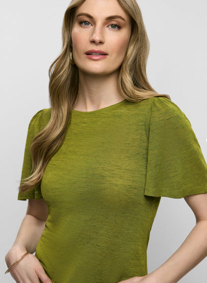 Women Short Flare Sleeve Top Avocado | Melanie Lyne