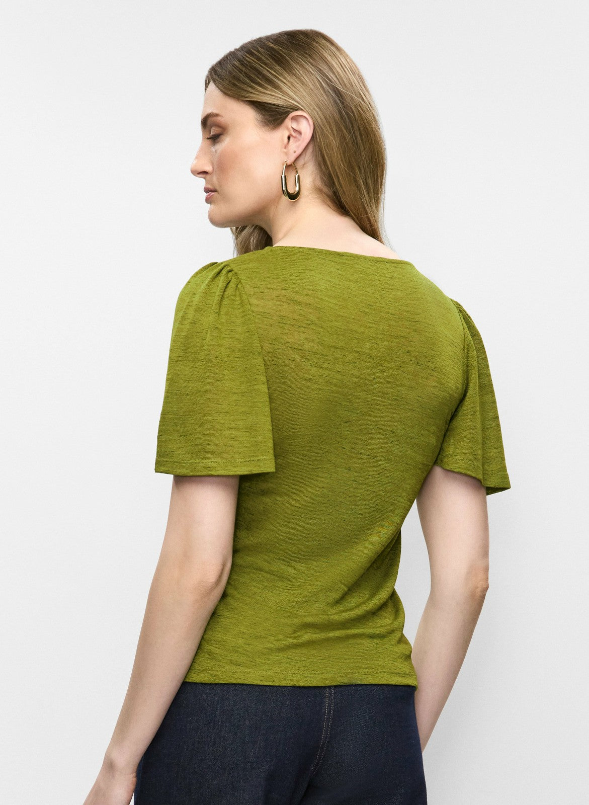 Women Short Flare Sleeve Top Avocado | Melanie Lyne