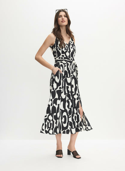 Women Geometric Print Midi Dress Black & White | Melanie Lyne