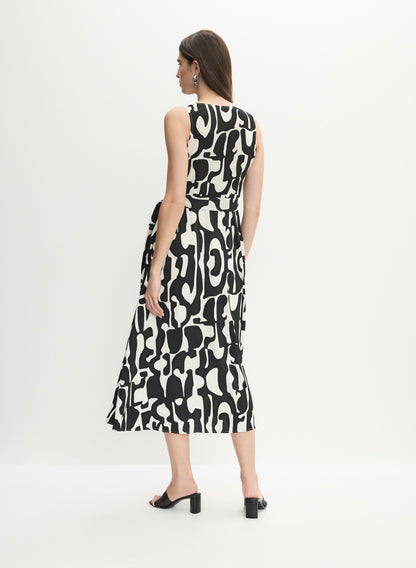 Women Geometric Print Midi Dress Black & White | Melanie Lyne