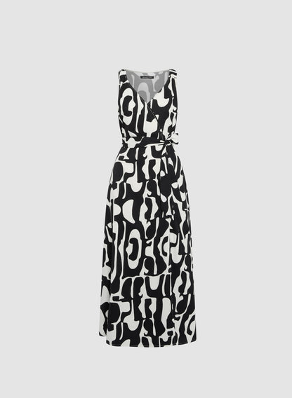 Women Geometric Print Midi Dress Black & White | Melanie Lyne