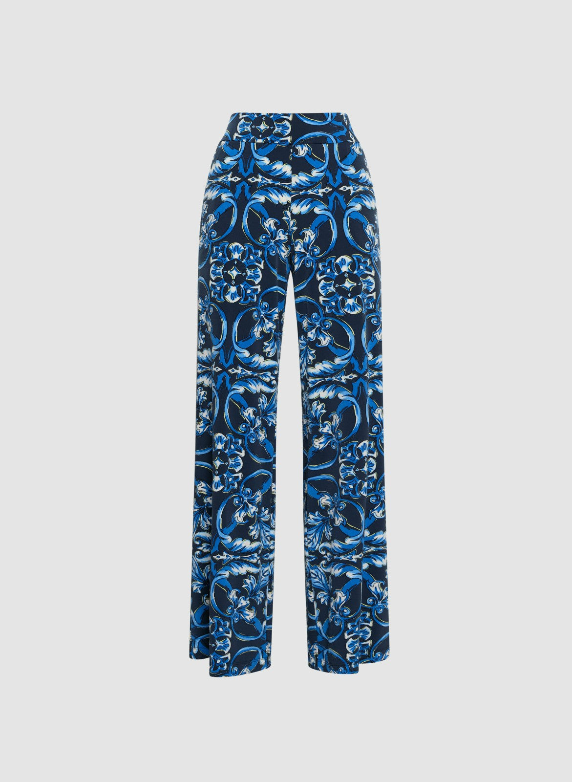 Women Abstract Print Wide Leg Pants Blue Pattern | Melanie Lyne
