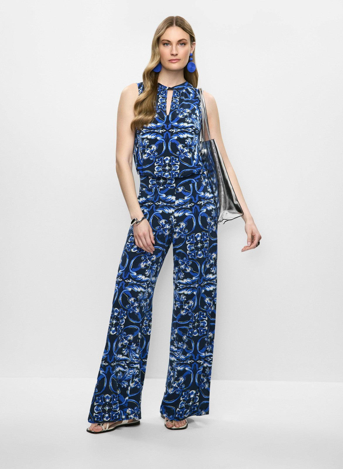 Women Abstract Print Sleeveless Top Blue Pattern | Melanie Lyne