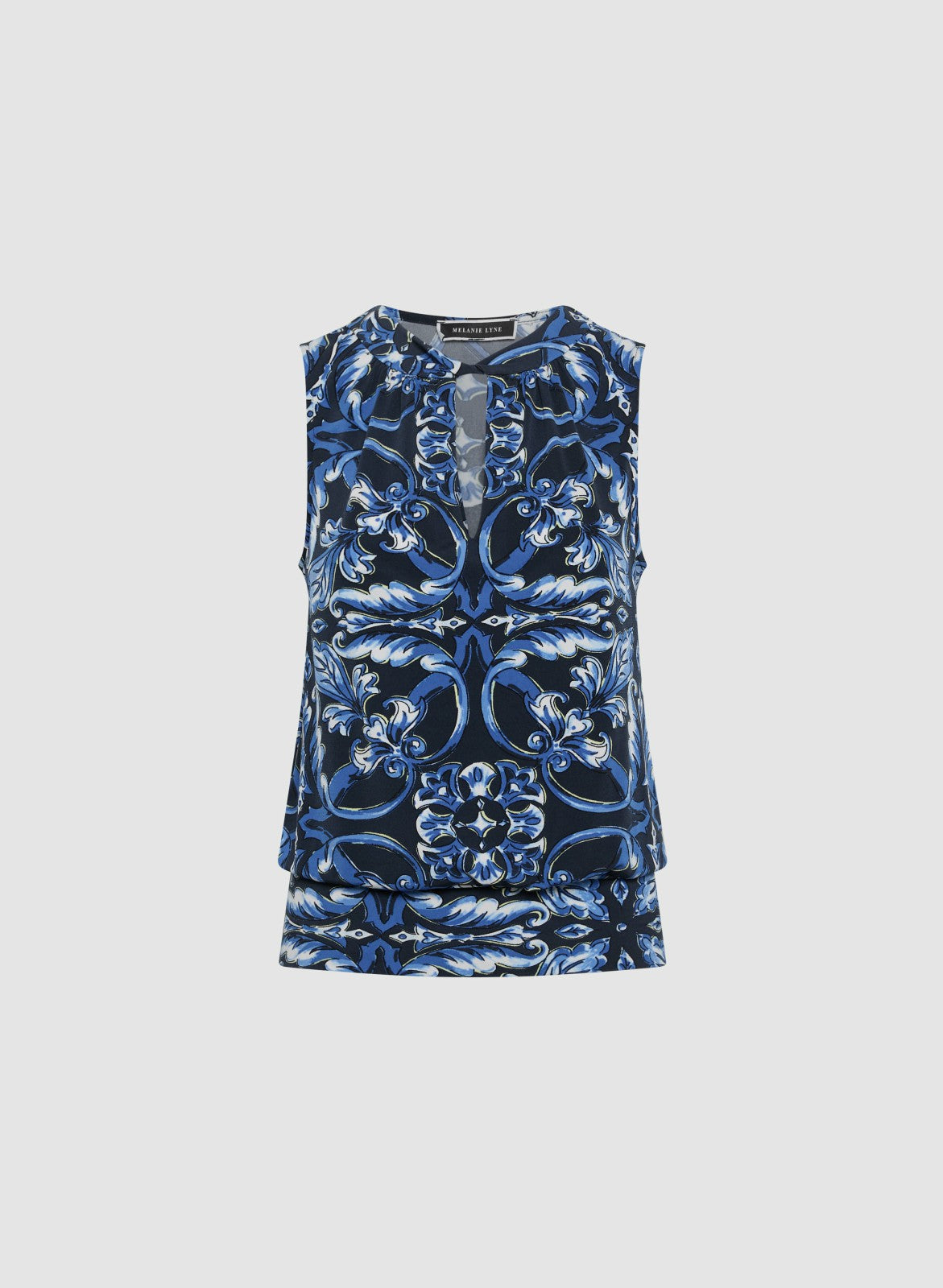 Women Abstract Print Sleeveless Top Blue Pattern | Melanie Lyne