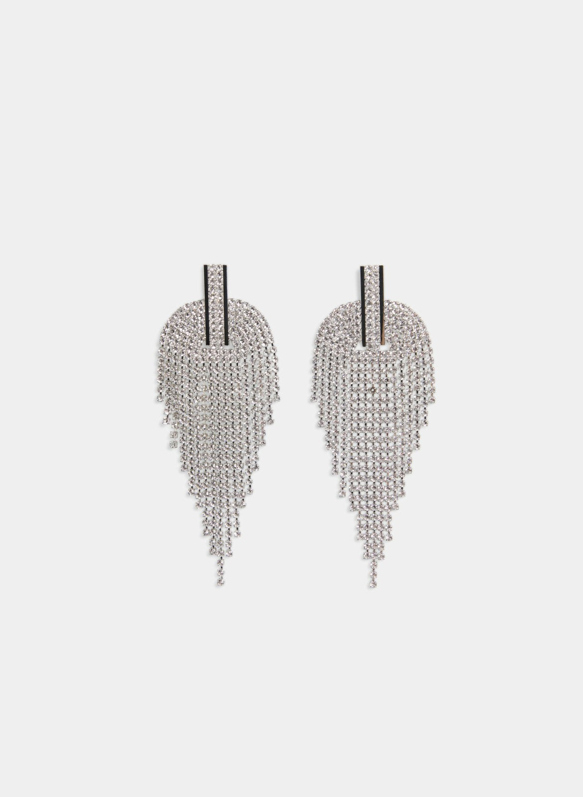 Women Cubic Zirconia Half-Moon Chandelier Earrings Silver | Melanie Lyne
