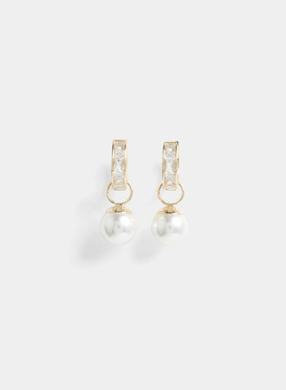 Women Pearl Drop Cubic Zirconia Earrings Pearl | Melanie Lyne