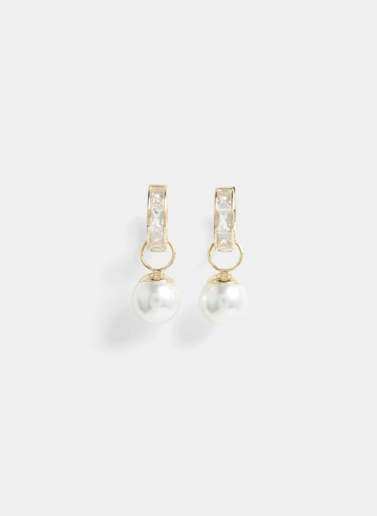 Women Pearl Drop Cubic Zirconia Earrings Pearl | Melanie Lyne
