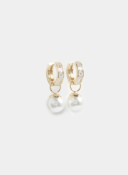 Women Pearl Drop Cubic Zirconia Earrings Pearl | Melanie Lyne
