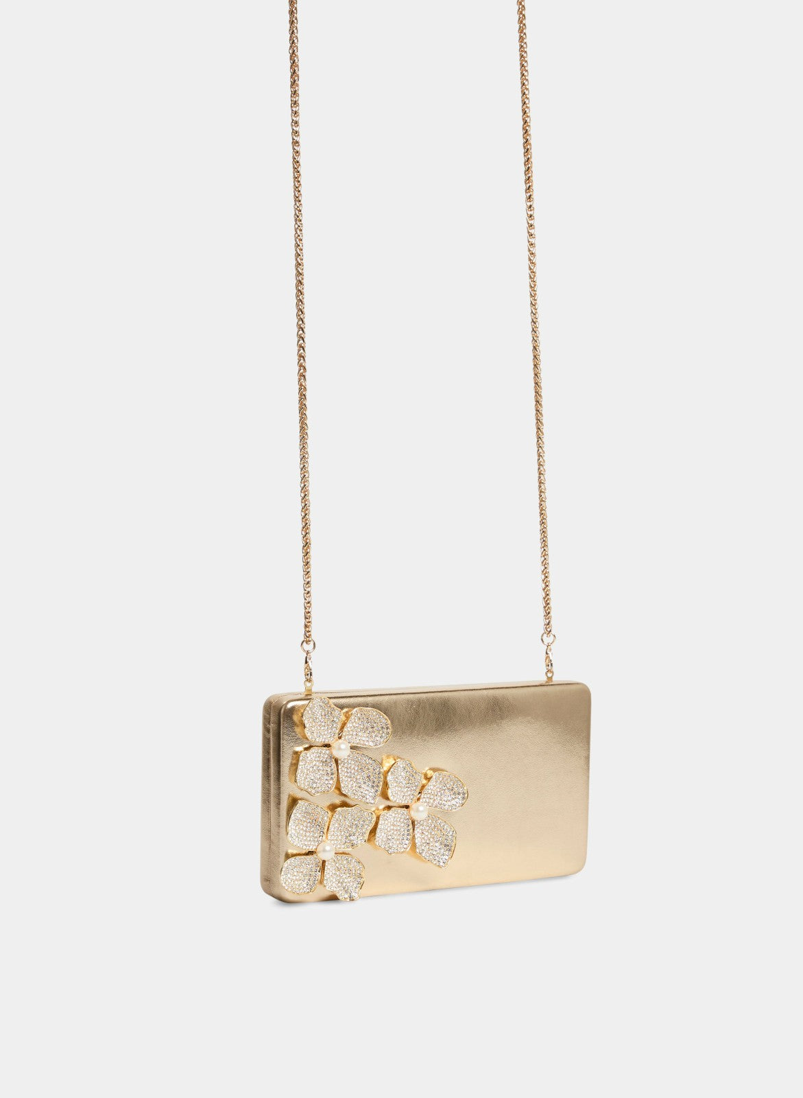 Women Floral Embellished Box Clutch Gold | Melanie Lyne
