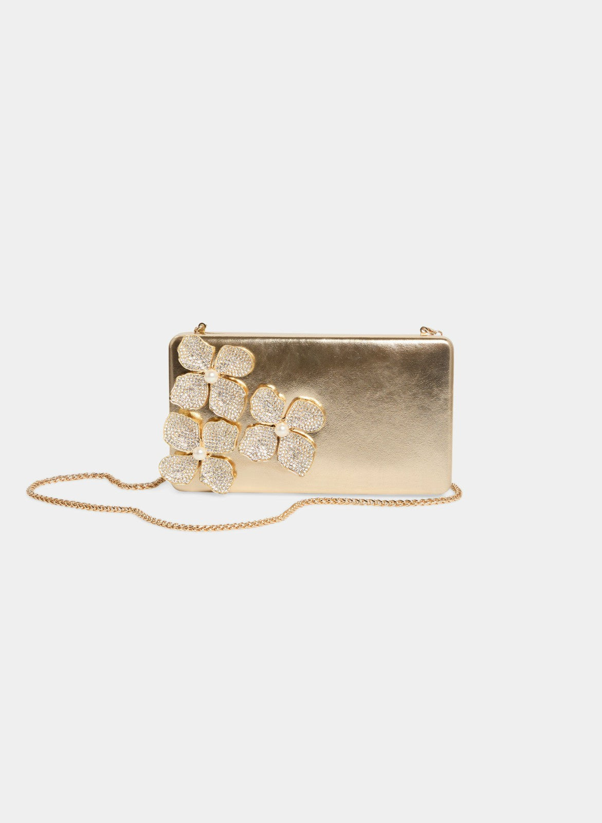 Women Floral Embellished Box Clutch Gold | Melanie Lyne