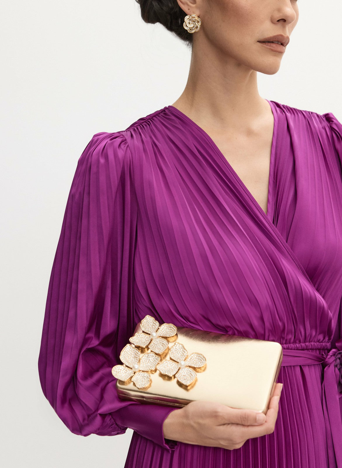 Women Floral Embellished Box Clutch Gold | Melanie Lyne